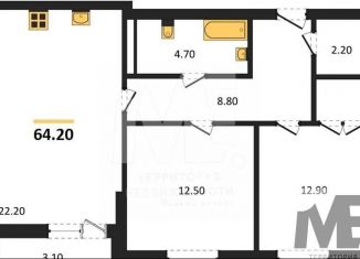 Продажа двухкомнатной квартиры, 64.2 м2, Калининград, Орудийная улица, 13