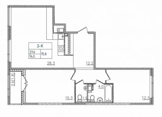 Продажа 2-ком. квартиры, 75.3 м2, Санкт-Петербург, метро Новочеркасская, шоссе Революции, 3к2