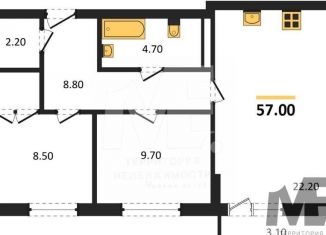 2-комнатная квартира на продажу, 57 м2, Калининград, Ленинградский район, Орудийная улица, 13