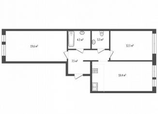 Продам двухкомнатную квартиру, 65.2 м2, Тюмень, Полевая улица, 117к4