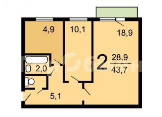 Сдам 2-комнатную квартиру, 43.7 м2, Москва, Авангардная улица, 22/32к1