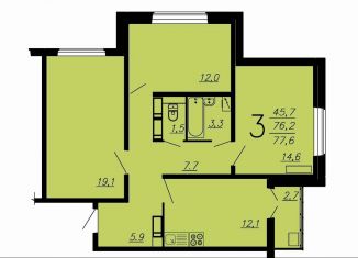 Продается 3-ком. квартира, 77.8 м2, Воронеж, Советский район