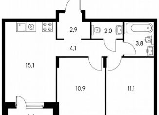 Продам 2-ком. квартиру, 50.3 м2, Котельники, Сосновая улица, 1к3, ЖК Оранж Парк