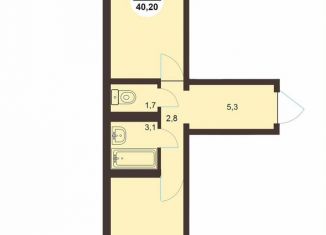 Продается однокомнатная квартира, 40.3 м2, Челябинск, Калининский район, улица Университетская Набережная, 87