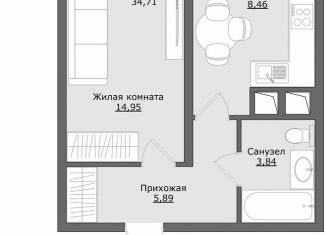 Продам однокомнатную квартиру, 34.7 м2, Хотьково