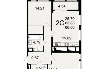 Продам 2-комнатную квартиру, 66 м2, Рязань, Льговская улица, 8