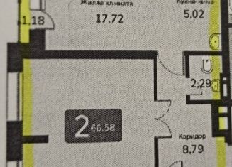 Продается двухкомнатная квартира, 66.6 м2, Новосибирск, 2-я Обская улица, 158, метро Речной вокзал