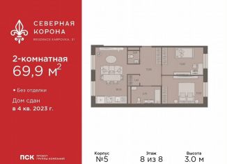 Продаю 2-ком. квартиру, 69.9 м2, Санкт-Петербург, набережная реки Карповки, 31к2, метро Чкаловская