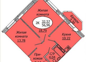 Продается двухкомнатная квартира, 57 м2, Новосибирск, 2-я Воинская улица, 51, метро Речной вокзал