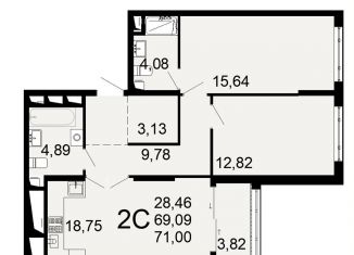 Продается 2-ком. квартира, 71 м2, Рязань, Льговская улица, 8