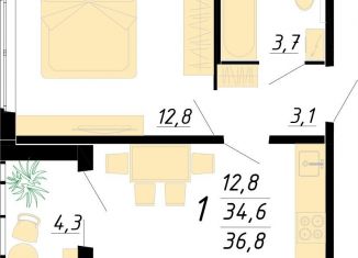 Продаю 1-комнатную квартиру, 36.8 м2, Воронеж, Советский район, улица Полковника Богомолова, 1