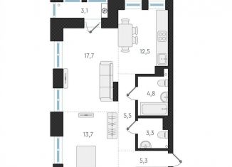 Продается 2-комнатная квартира, 62.9 м2, Новосибирск, метро Заельцовская