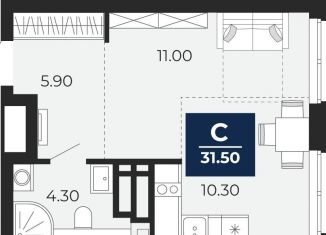 Продается 1-ком. квартира, 31.5 м2, Тюмень, Центральный округ