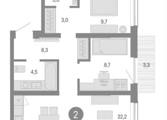 Продается 2-ком. квартира, 62.7 м2, Новосибирск