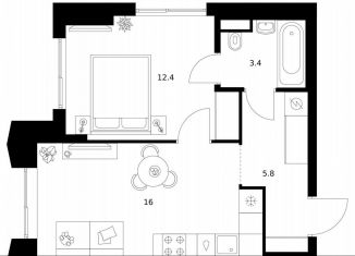 Продам однокомнатную квартиру, 37.6 м2, Москва, ЗАО