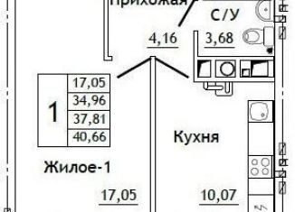 Продается однокомнатная квартира, 40.7 м2, Смоленская область