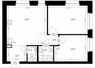 Продам двухкомнатную квартиру, 54.9 м2, Москва, жилой комплекс Полар, 1.4, район Северное Медведково