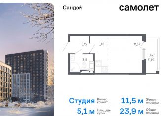 Продам квартиру студию, 23.9 м2, Санкт-Петербург, Красносельский район, жилой комплекс Сандэй, 7.2