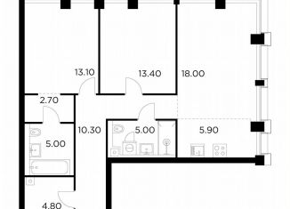 2-комнатная квартира на продажу, 78.1 м2, Москва, метро Водный стадион