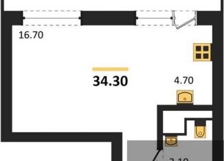 Продажа квартиры студии, 34.3 м2, Воронеж