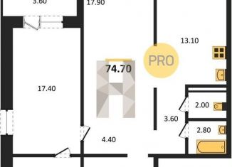 Продам 2-комнатную квартиру, 74.7 м2, Новосибирск, метро Маршала Покрышкина, улица Николая Островского, 195/5