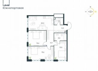 3-ком. квартира на продажу, 89.5 м2, Москва, жилой комплекс Левел Южнопортовая, 1