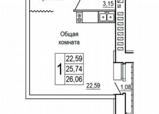 Продаю квартиру студию, 26.6 м2, Ростов-на-Дону, ЖК Сиреневый Квартал