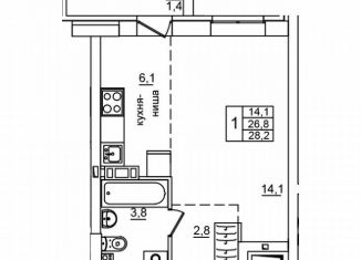 Продается однокомнатная квартира, 28.2 м2, Волгоград