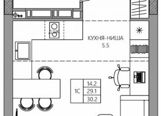 Продается квартира студия, 30.2 м2, Пермский край, улица Капитана Гастелло, 15