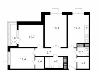 Продаю 3-ком. квартиру, 80.7 м2, Москва