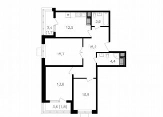 Продается трехкомнатная квартира, 81.3 м2, Москва