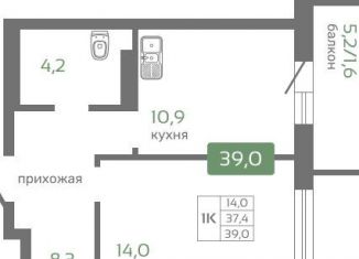 Продаю 1-ком. квартиру, 39 м2, Красноярск, Октябрьский район