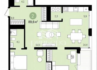 2-ком. квартира на продажу, 75.8 м2, Новосибирск, ЖК Авиатор, улица Аэропорт, 88