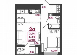 Продам 2-ком. квартиру, 40.8 м2, Пенза, улица Измайлова, 41В, Железнодорожный район