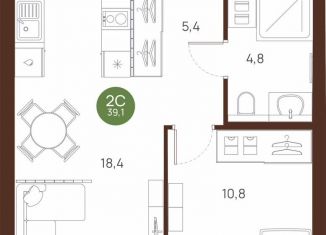 Продажа 1-ком. квартиры, 39.1 м2, Новосибирская область