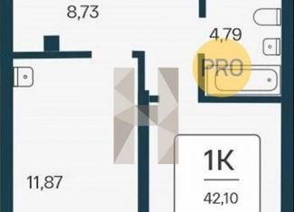 Продаю 1-ком. квартиру, 42.1 м2, Новосибирск, метро Речной вокзал