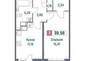 Продаю 1-комнатную квартиру, 39.6 м2, Мурино, Ручьёвский проспект, 1/24