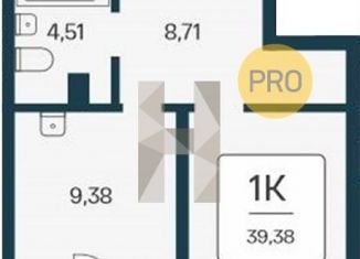 1-комнатная квартира на продажу, 39.4 м2, Новосибирск, метро Октябрьская