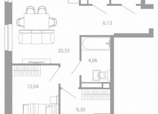 Двухкомнатная квартира на продажу, 56.4 м2, Астрахань, улица Николая Островского, 148/1