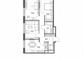 Продажа трехкомнатной квартиры, 72.9 м2, Москва, Тагильская улица, 2к1