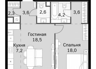 Продам 1-ком. квартиру, 60 м2, Москва, метро Беговая