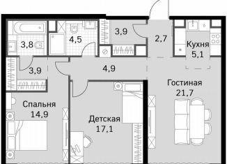 2-ком. квартира на продажу, 82.5 м2, Москва, Хорошевский район