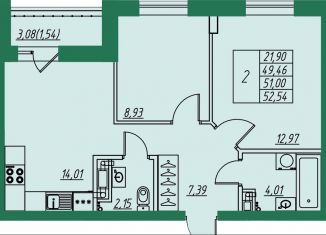 Продаю двухкомнатную квартиру, 51 м2, Владимирская область