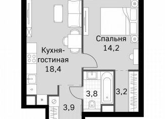 Продажа 1-комнатной квартиры, 43.5 м2, Москва, метро Беговая