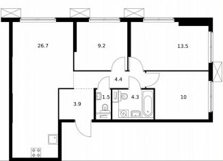 Продаю трехкомнатную квартиру, 73.5 м2, Москва, метро Бибирево