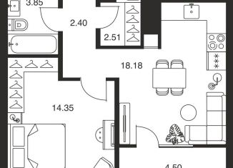 Продается 1-комнатная квартира, 45.8 м2, Тула