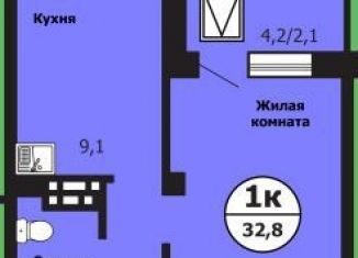 Продаю 1-комнатную квартиру, 32.9 м2, Красноярск, улица Лесников, 51Б