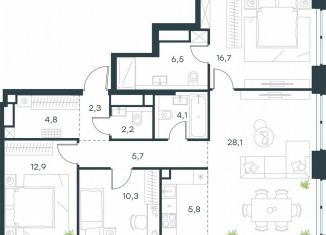 Продажа четырехкомнатной квартиры, 99.4 м2, Москва, жилой комплекс Левел Звенигородская, к1, метро Хорошёвская