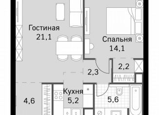 Продам однокомнатную квартиру, 55.1 м2, Москва, метро Беговая