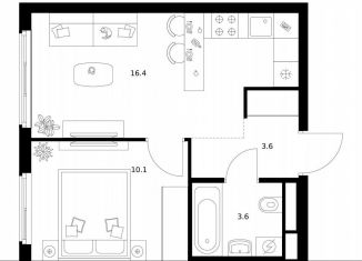 Продажа 1-ком. квартиры, 33.7 м2, Москва, Бульвар Рокоссовского